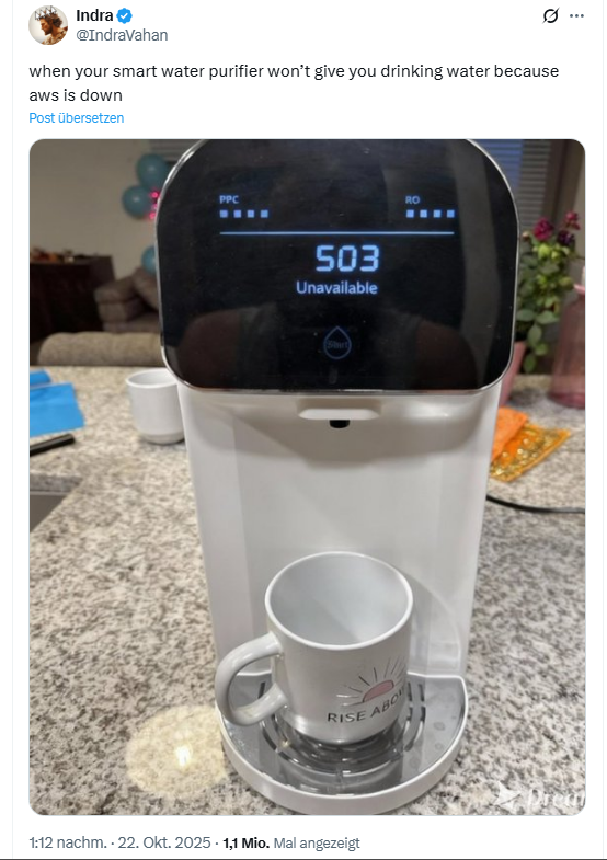 Wasserfilter durch AWS-Ausfall gestört