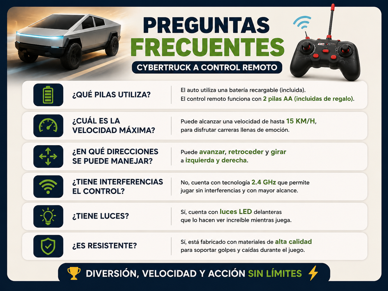 Preguntas frecuentes del Cybertruck a control remoto
