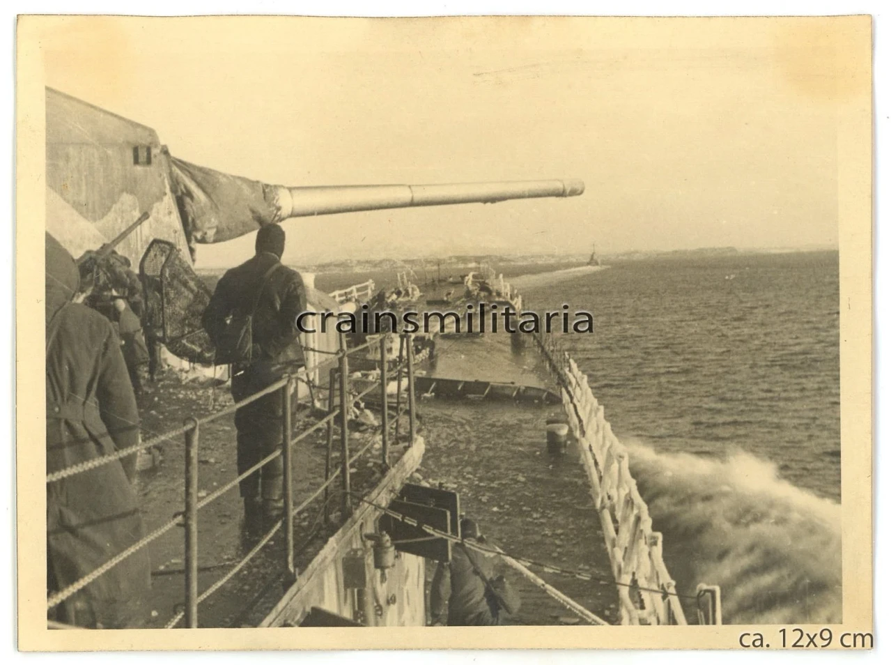 Orig Foto Kreuzer Prinz Eugen Schiff mit Geschütz Turm in Norwegen 1942