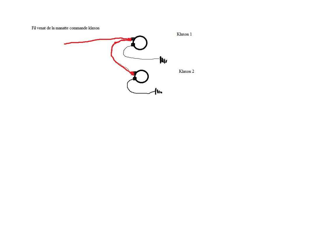 Shéma simple raccordement des deux klaxons