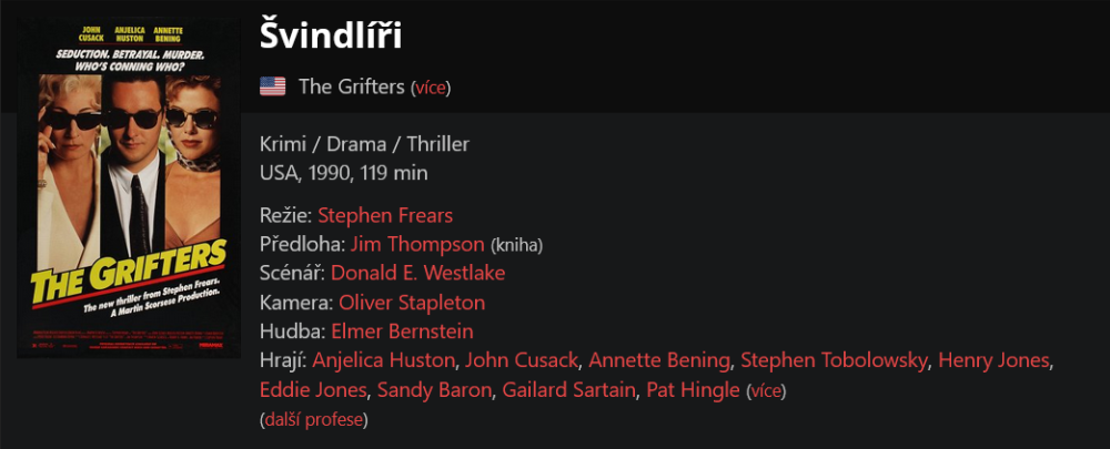 Švindlíři / The Grifters (1990)