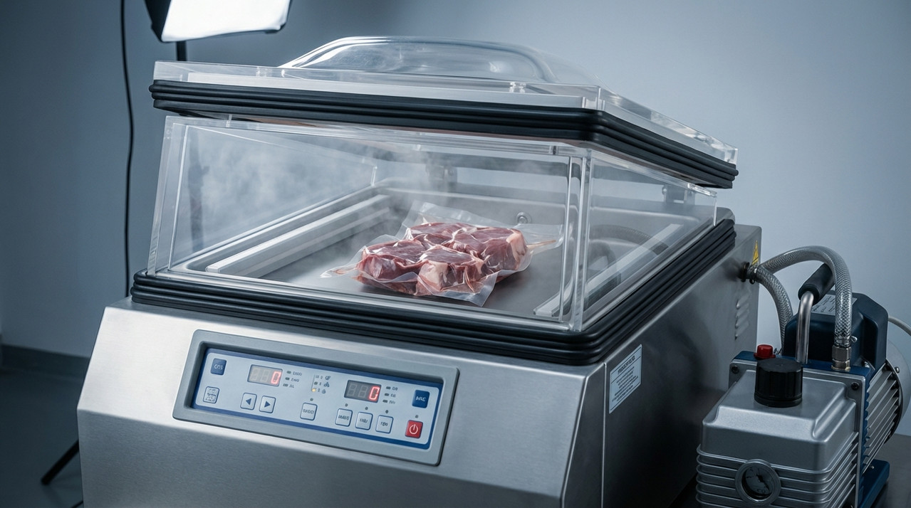 Вакуумная упаковочная машина с камерой для продуктов