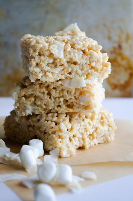 Coconut Bourbon Rice Krispies Treats