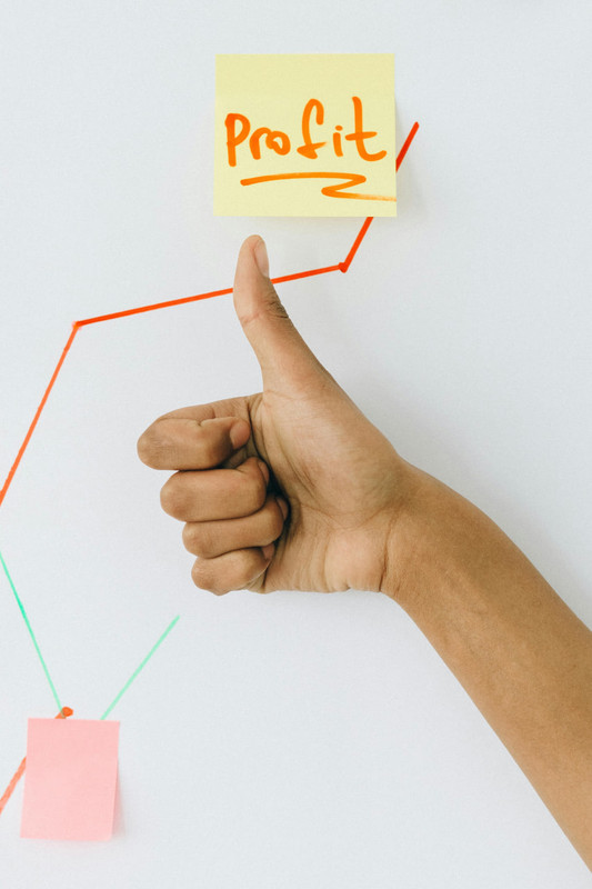 Illustration with the word profit written in bold letters, symbolizing business success and growth