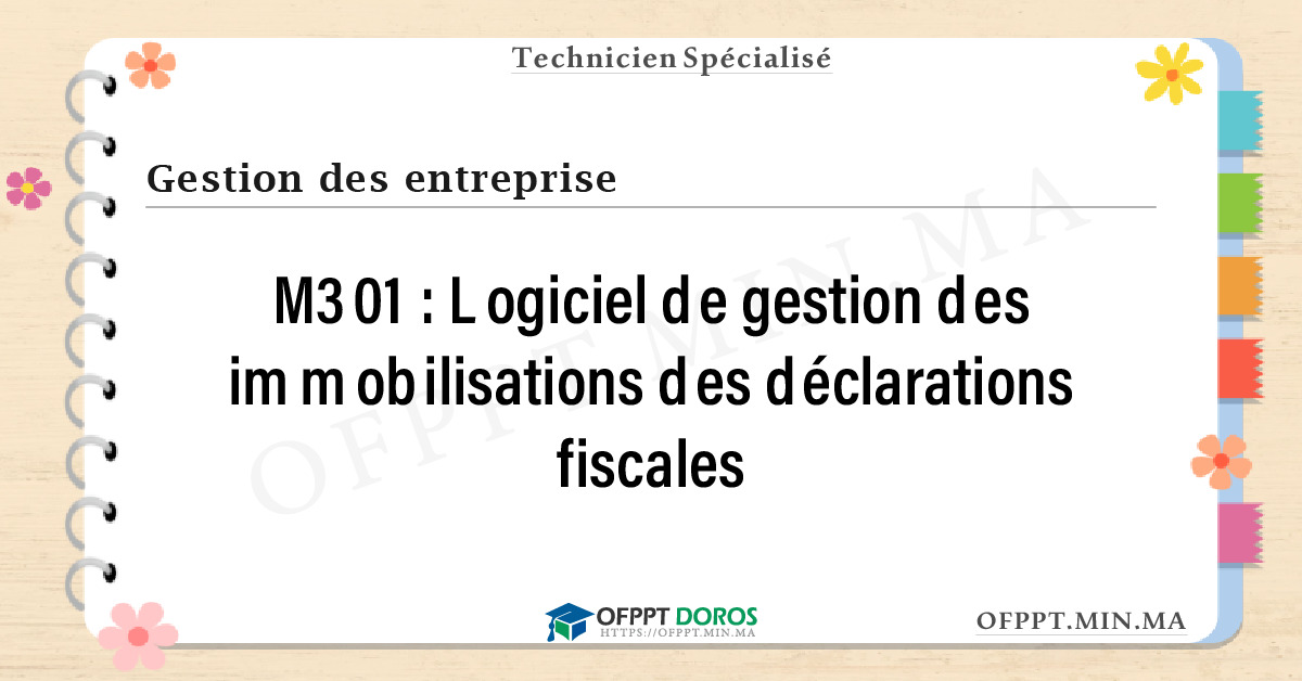 Sommaire détaillé du cours Logiciel de gestion des immobilisations des déclarations fiscales M301 OFPPT - Structure du module