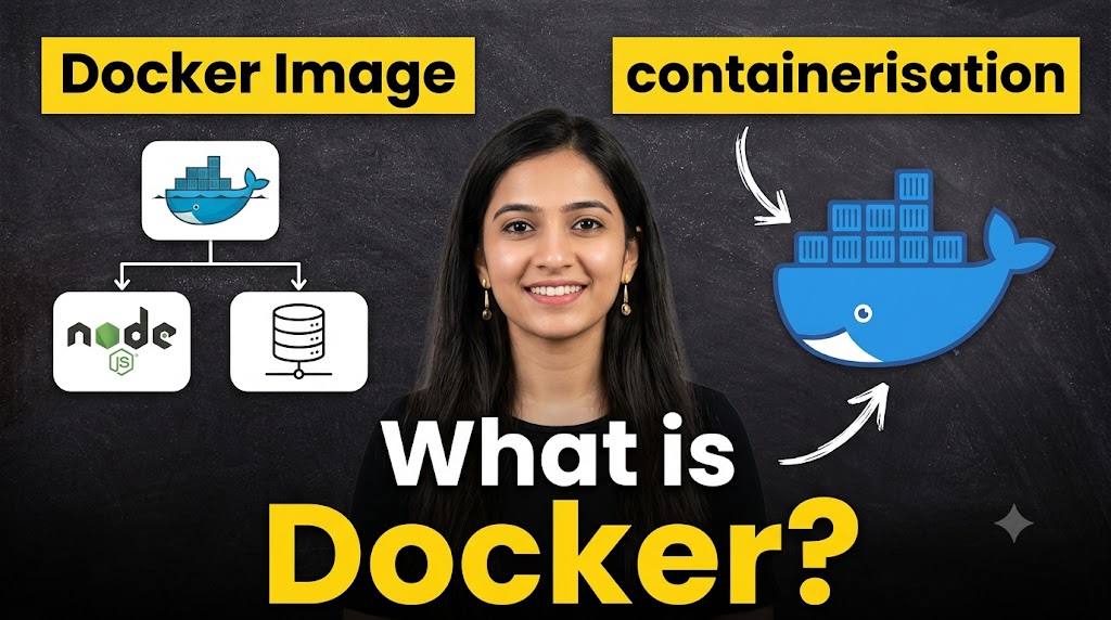 AI-generated example result for the youtube-thumbnail prompt: What Is Docker Thumbnail – Containerization Explained Design AI YouTube Thumbnail Prompt
