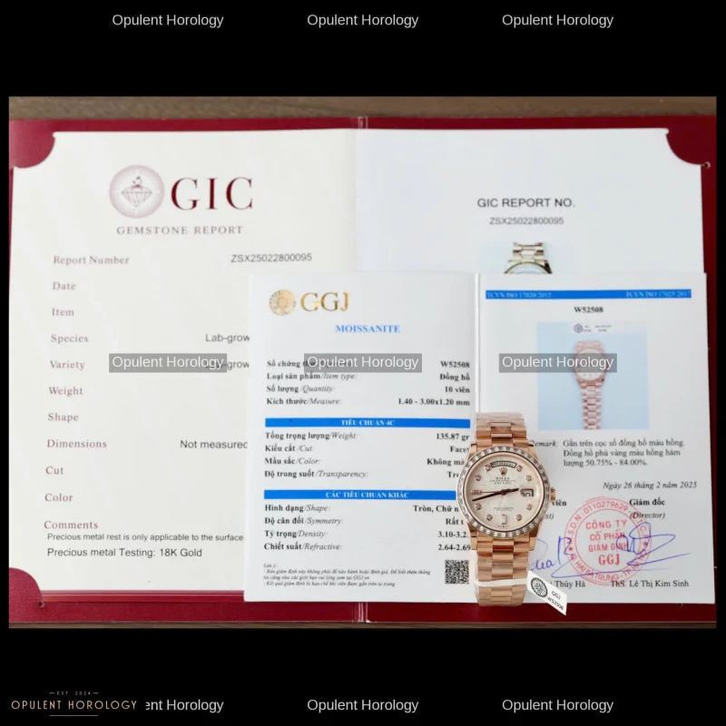 Rolex Day-Date 36 Real Gold Plated Meteorite Dial Baguette Moissanite