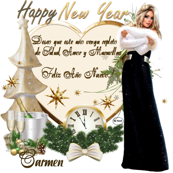 AÑO NUEVO CAVA ELEGANTE RELOJ