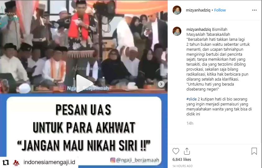 Postingan Mellya Juniarti setelah ditalak cerai UAS Minggu 8 Desember 2019 