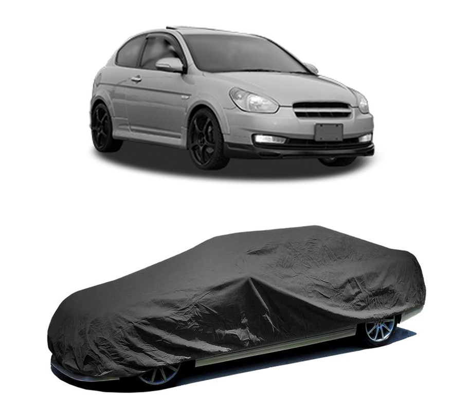 Husa tip prelata auto pentru HYUNDAI ACCENT IV (RB) 2010 - 2018,culoare negru, material textil impermeabil, rezistanta la intemperii praf UV, CARPASSION Husa Protectie