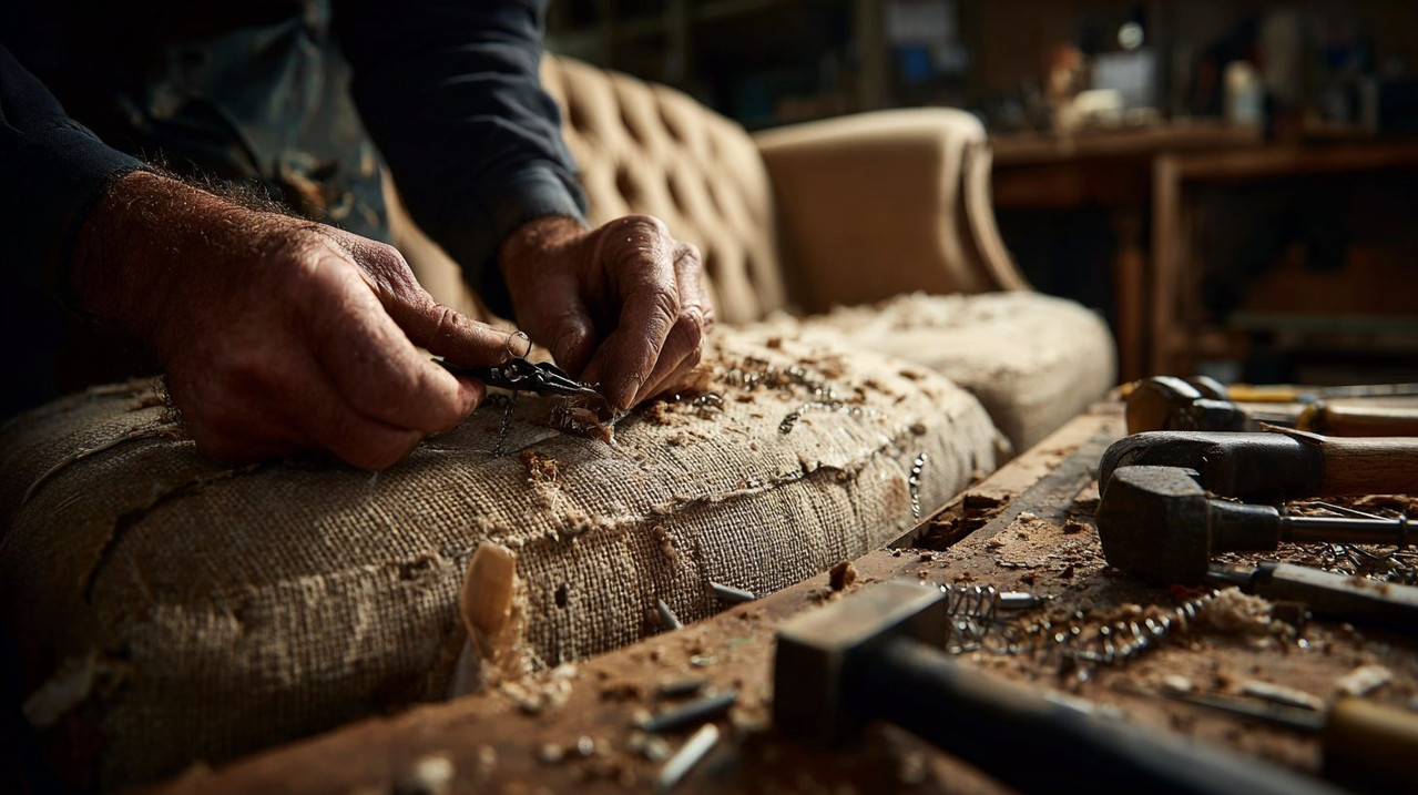 Процесс разборки дивана для перетяжки