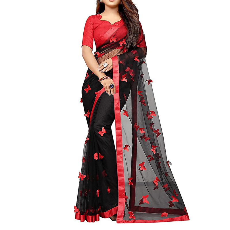 Women's Embroidered Fashionable Butterfly Pattern Saree Top Bolywood Readywear - Picture 6 of 33
