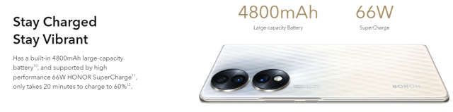 honor 70 kapasiti bateri 4,800 dan Supercharge Ah 66W