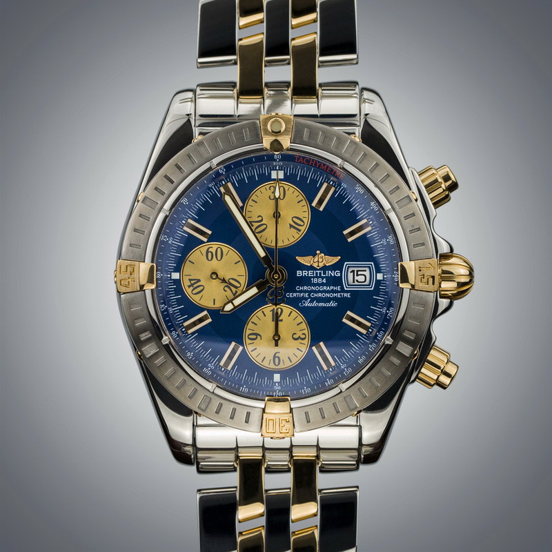 Breitling chronomat evolution blue dial deals