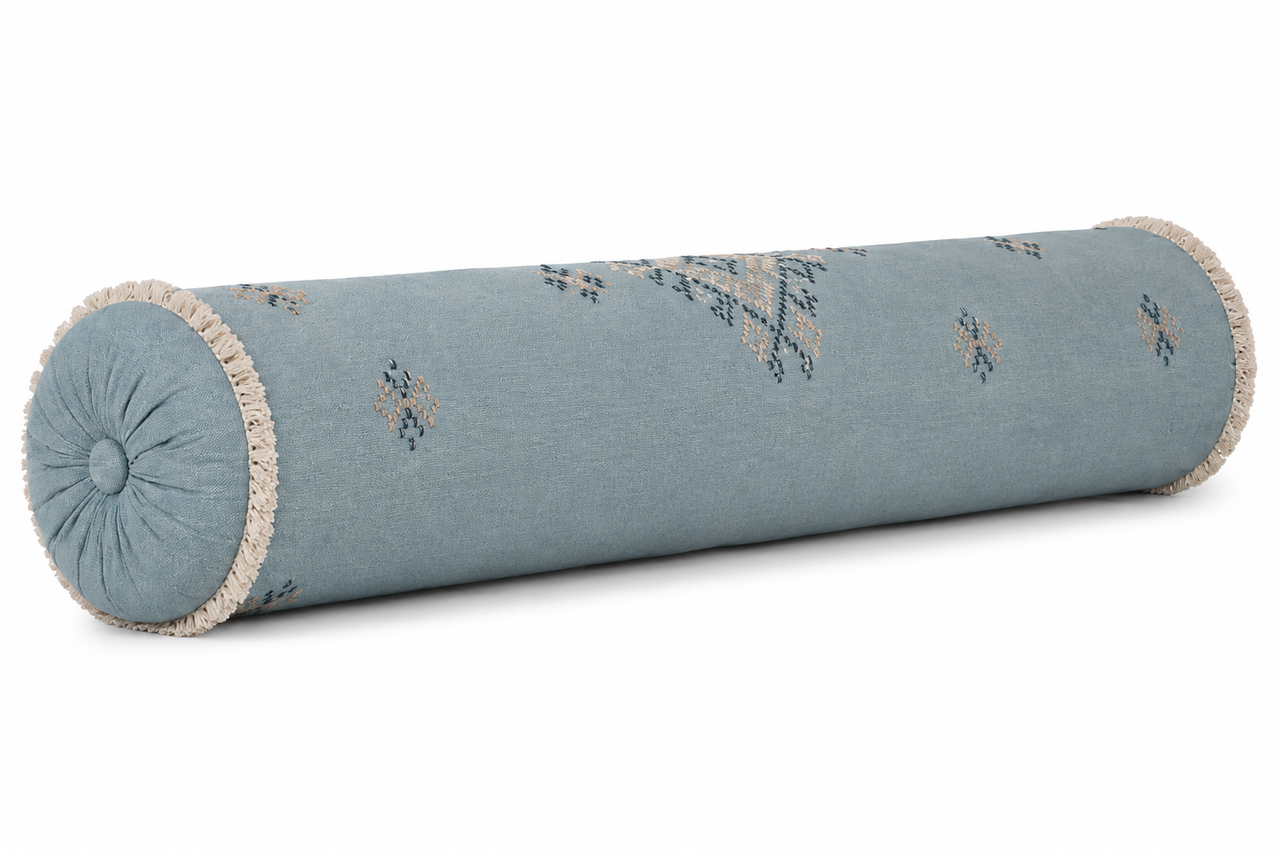 Moroccan Blue Extra Long Bolster Pillow