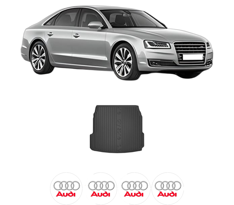Tavita Portbagaj AUDI A8 D4 (4H2, 4H8, 4HC, 4HL) din 2009-2018, Protectie Portbagaj Auto, 4x Stickere auto cu AUDI