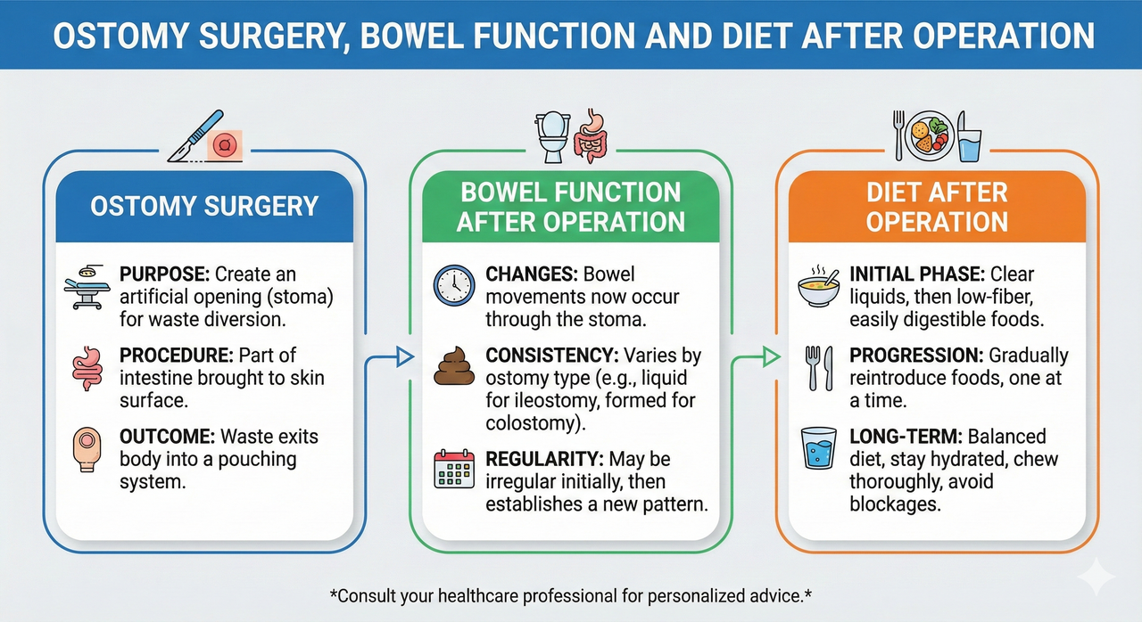 Ostomy Surgery, Bowel Function and Diet
