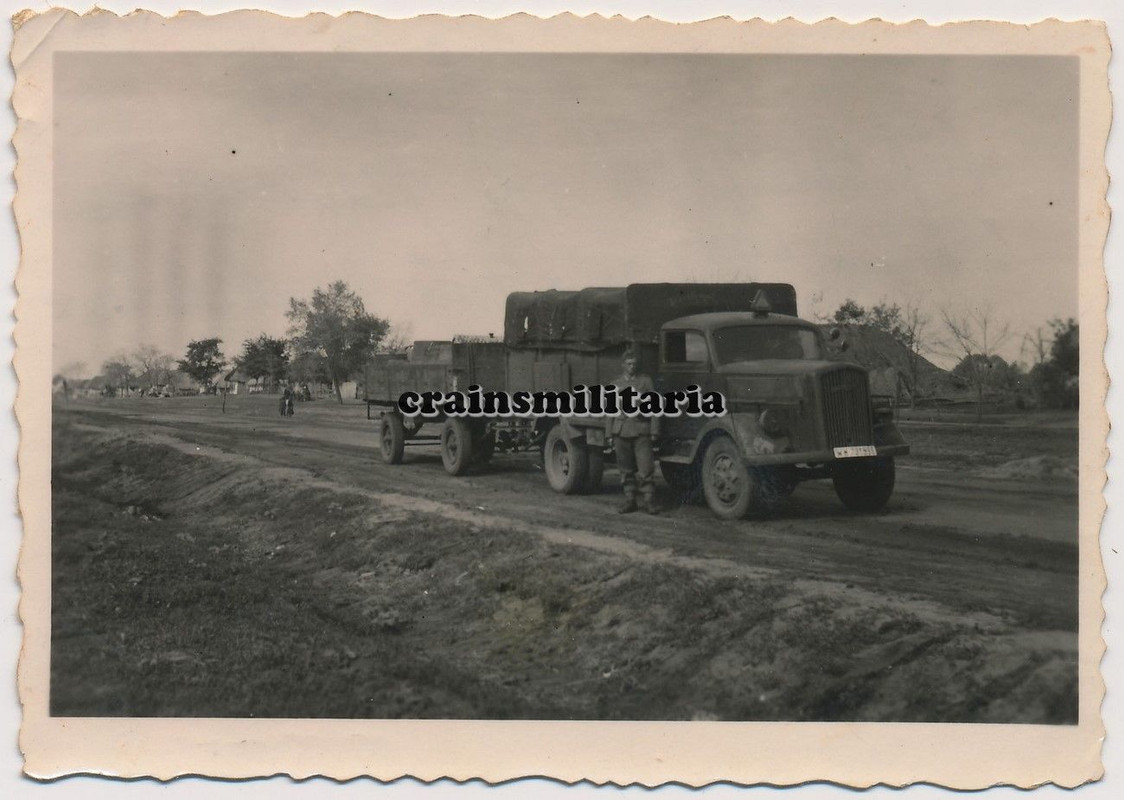 Orig. Foto Opel Blitz Lkw m. Anhänger Wappen Fah