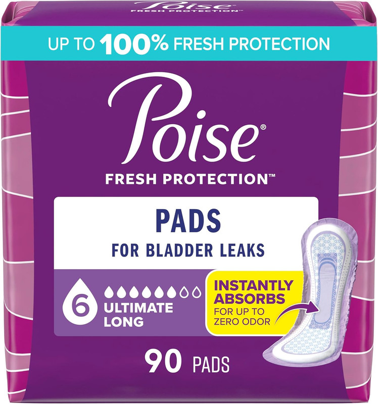 Poise Incontinence Postpartum Pads Ultimate Absorbency Long Length Odor Control Leak Protecti