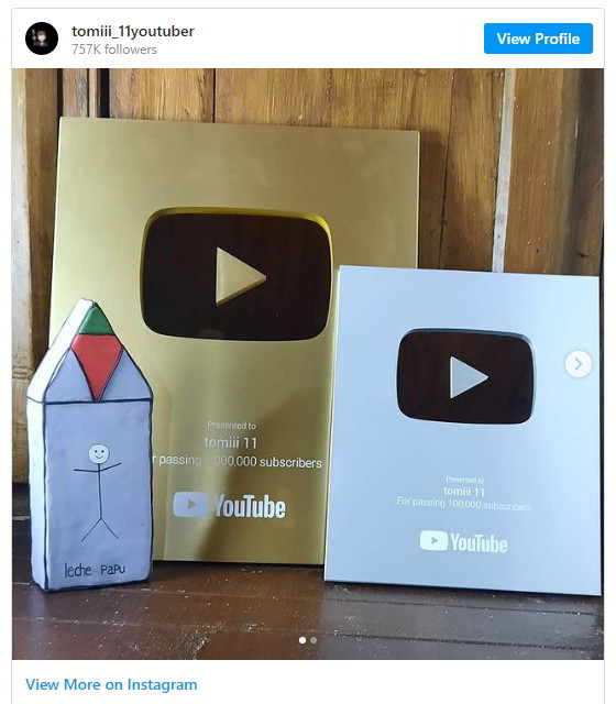 Account Instagram Tomiii11 Youtuber di 11 anni