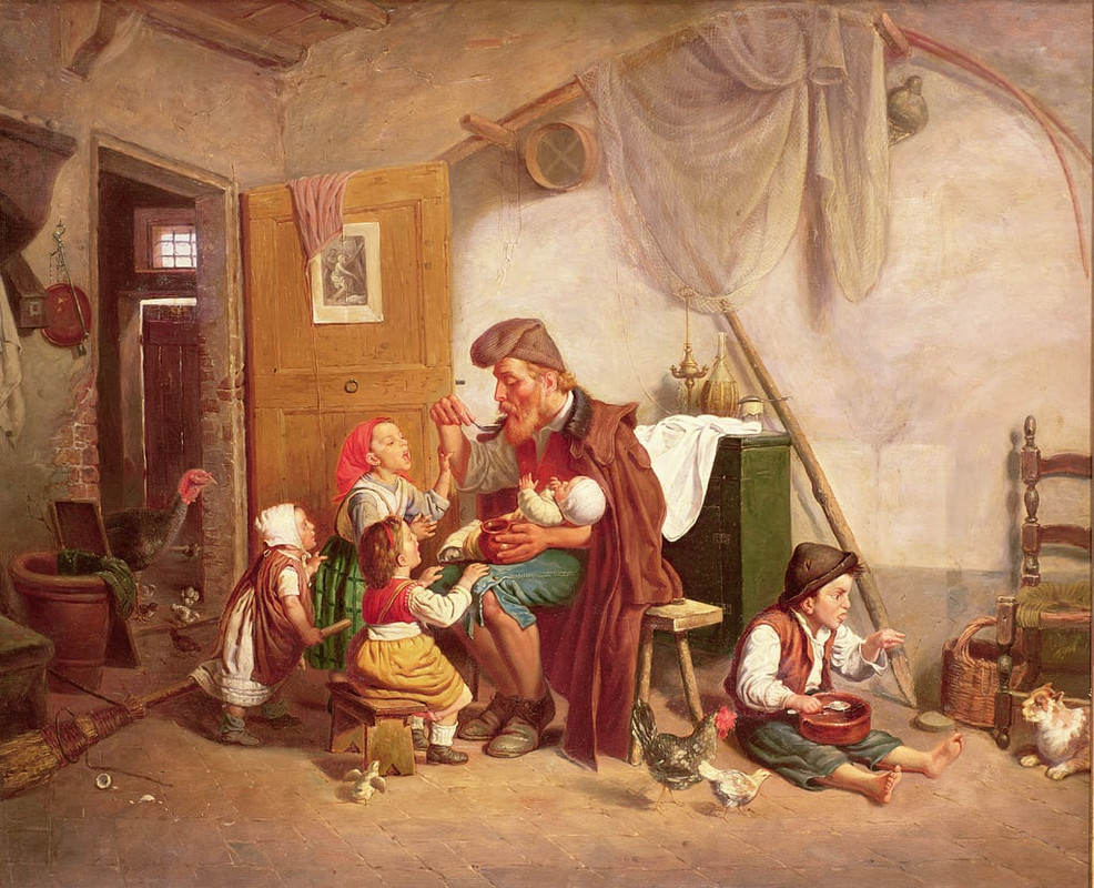 Giuseppe-Mazzolini-The-widowed-family-19th-century-Meister-Drucke-65760