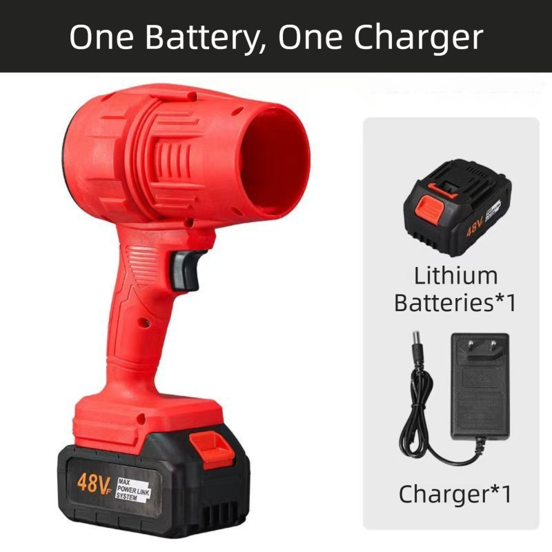 Red Ultra-High Power Cordless Turbine Air Blower With Lithium Battery & global Plug Kit - 30,000 RPM High Velocity and Lightweight Operation for Leaf Blowing, Snow Removal & Multi-Use