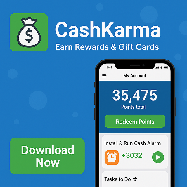 CashKarma App – Earn PayPal Money and Gift Cards CashKarma App Logo and Interface