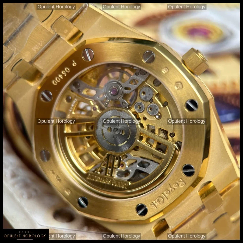 Audemars Piguet Royal Oak Jumbo Extra-Thin Openworked 16204 Rose Gold Skeleton Dial 39mm