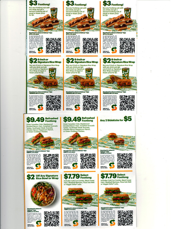 Subway] Subway Mailer / App Coupons valid till February 12th - Page 3 -  RedFlagDeals.com Forums