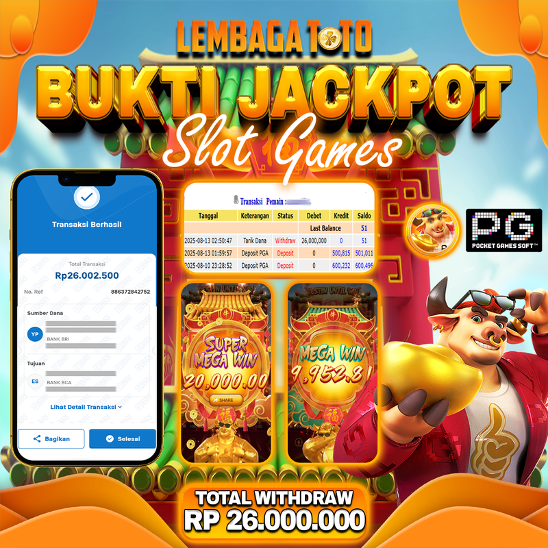 BUKTI JACKPOT 13 AGUSTUS LEMBAGATOTO FORTUNE OX  Rp.26.000.000,- LUNAS