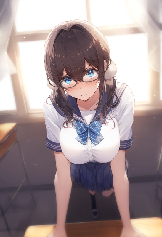 1girl, sagisawa fumika  artistcg, depth of field, shiny skin, blush,full body,fr s-3511620560