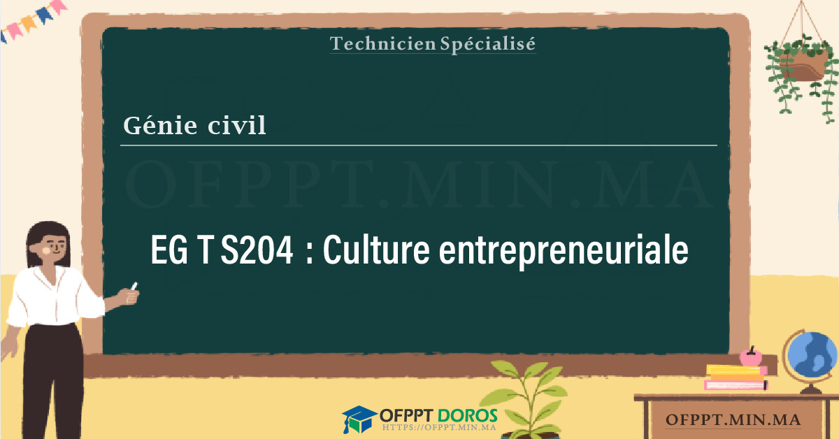 Sommaire détaillé du cours Culture entrepreneuriale EGTS204 OFPPT - Structure du module