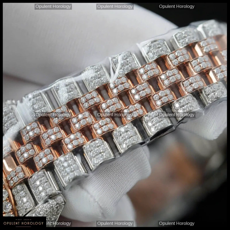 Rolex Datejust Custom Gold Plated Moissanite Diamond Setting 36mm - Super Clone