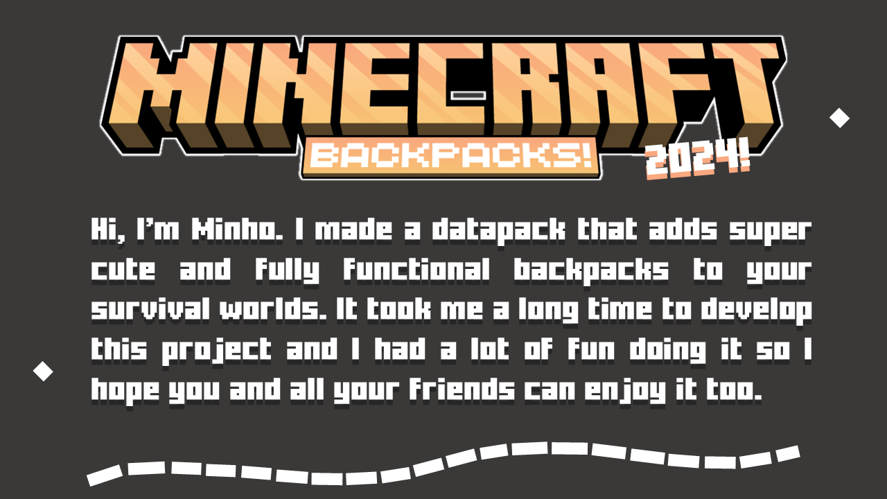 Backpacks! Bring all the items you want with you Minecraft Data Pack