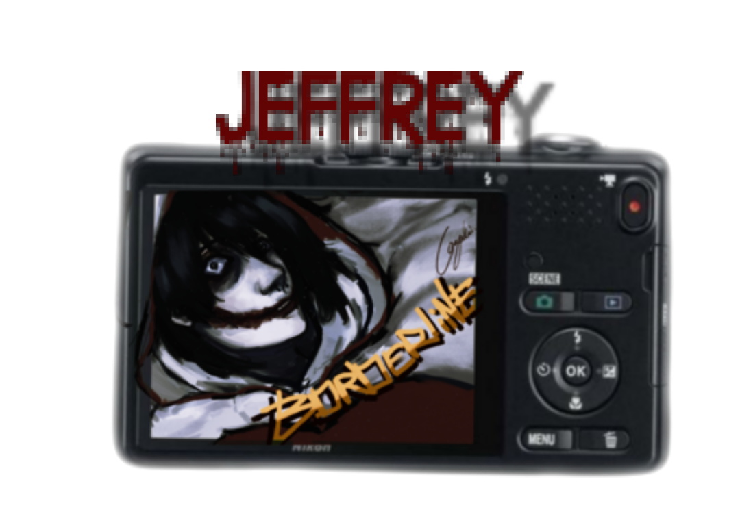 Jeff Woods by lazulii-03. A white person with black hair, black eye makeup, and red cheek scars, wearing a white hoodie