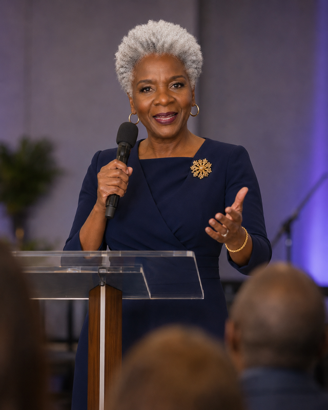 Minister Juliette Hall speaking