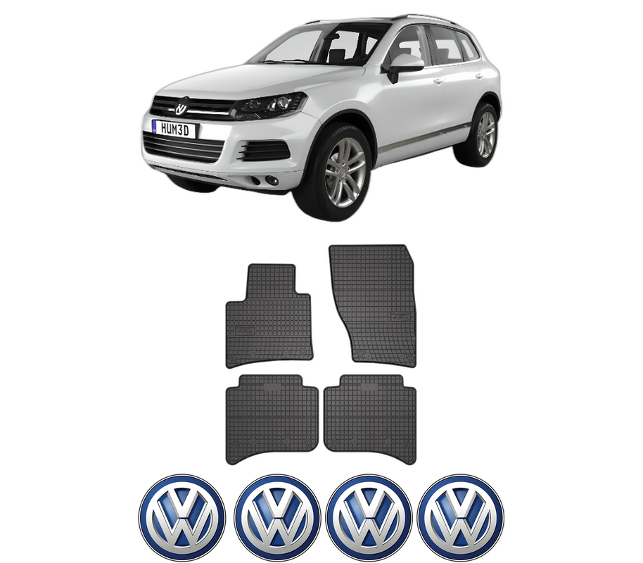 Set covorase presuri Volkswagen TOUAREG VAN (7P5) din 2011-2014, auto, din cauciuc thermoplastic, 4 Stickere auto cu Volkswagen