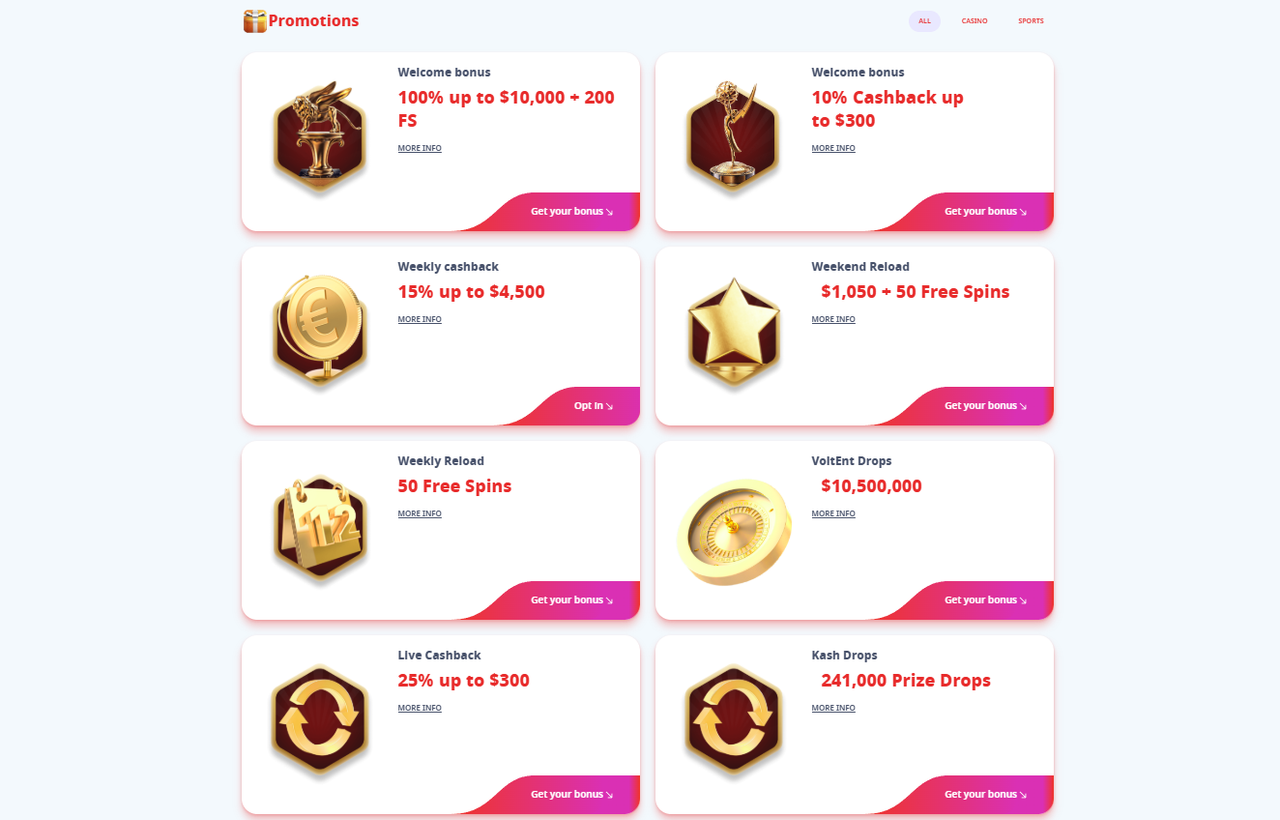Casino Infinity Bonuses