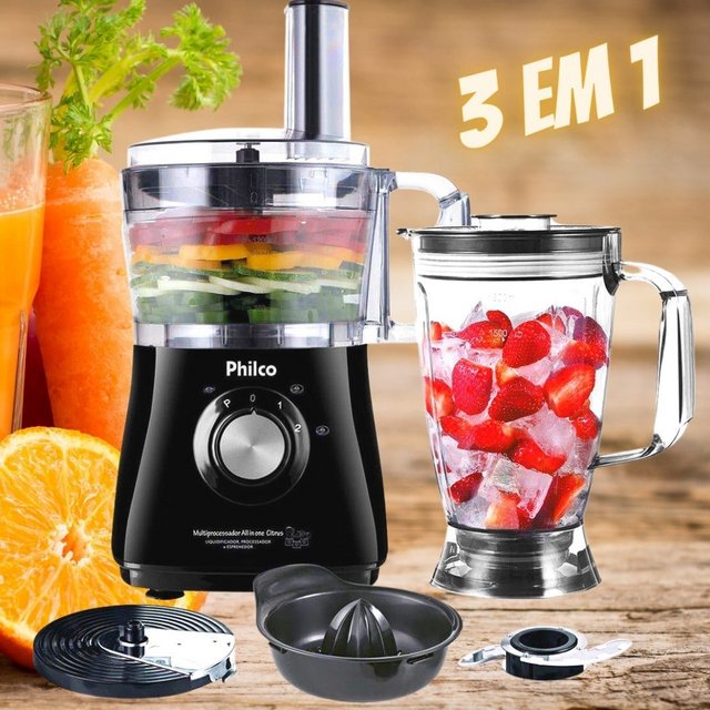 Multiprocessador, All in one citrus, 800W, Preto, 110v, Philco