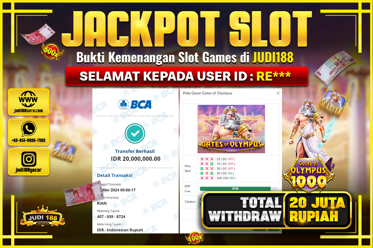 JUDI188 JACKPOT SLOT GATES OF OLYMPUS XMAX Rp.100.000.000,- SUDAH DIBAYARKAN!