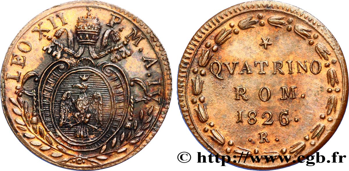 1 quatrino de 1826. León XII. Estados pontificios. Opinión. Fwo-227927