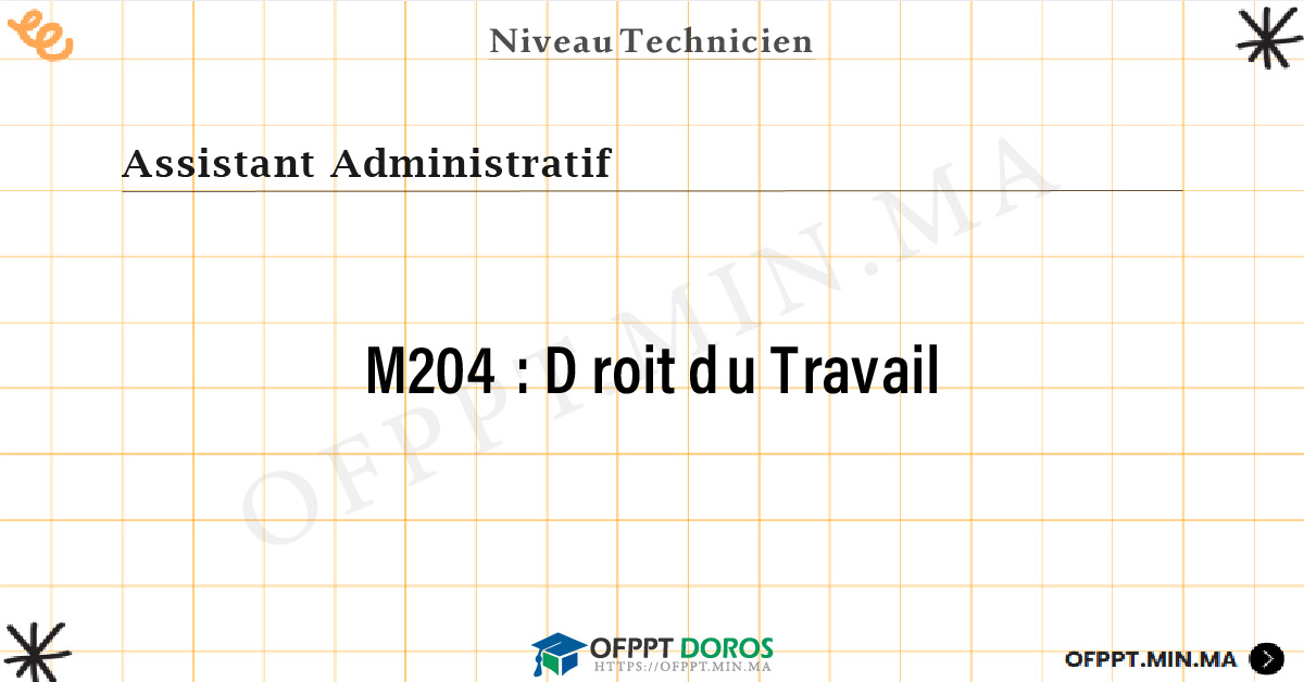 Sommaire détaillé du cours Droit du Travail M204 OFPPT - Structure du module