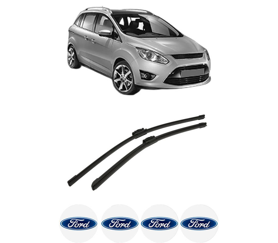 Set stergatoare auto FORD C-MAX II (DXA/CB7, DXA/CEU) din 2010-2019, pentru parbriz auto, 2 bucati, Bosch Aerotwin, din cauciuc siliconat rezistent, 4 Stickere Auto FORD