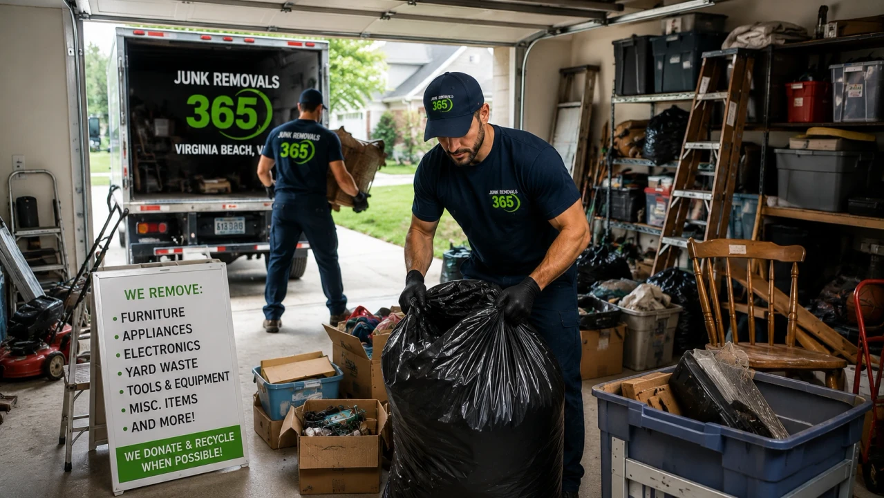Junk removal in Virginia Beach during a residential garage cleanout