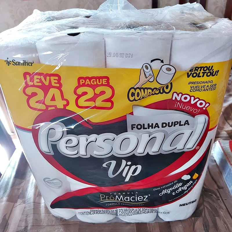 Papel Higiênico VIP Folha Dupla, Personal, 24 unidades, Branco (Embalagem pode variar)