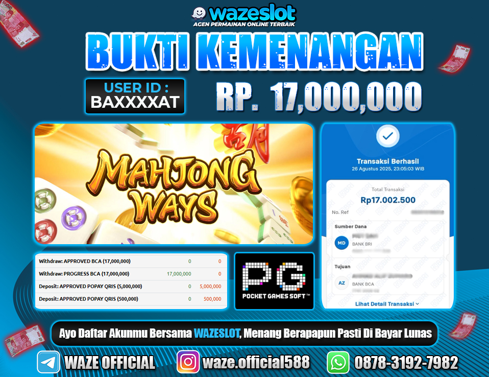 BUKTI KEMENANGAN 27 AGUSTUS 2025 GAME MAHJONG WAYS ( PG SOFT )