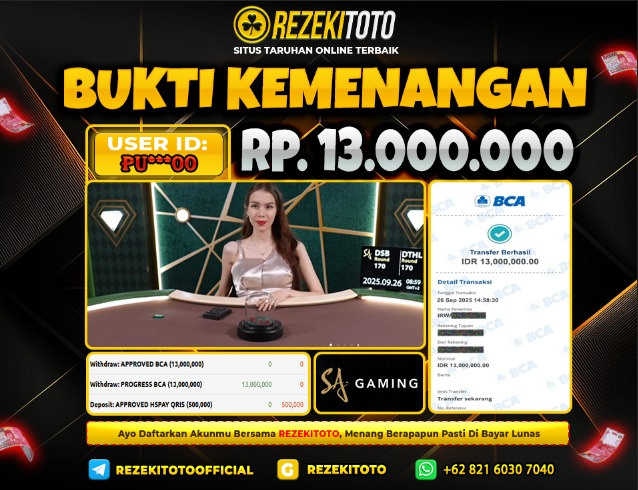 BUKTI KEMENANGAN 26 SEPTEMBER 2025 SICBO 13 JUTA 