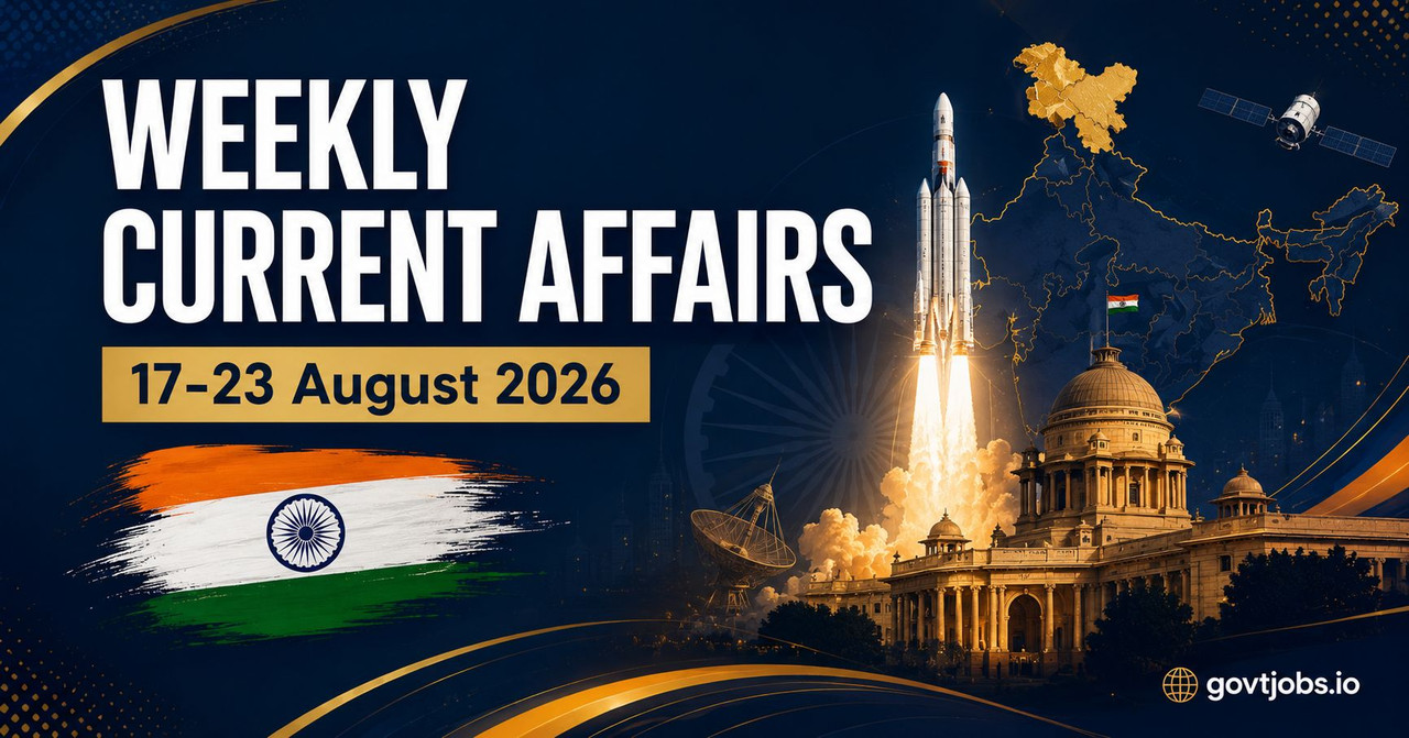 Weekly current affairs 17 to 23 August 2026 quiz covering Independence Day, sports, and international news for government exams