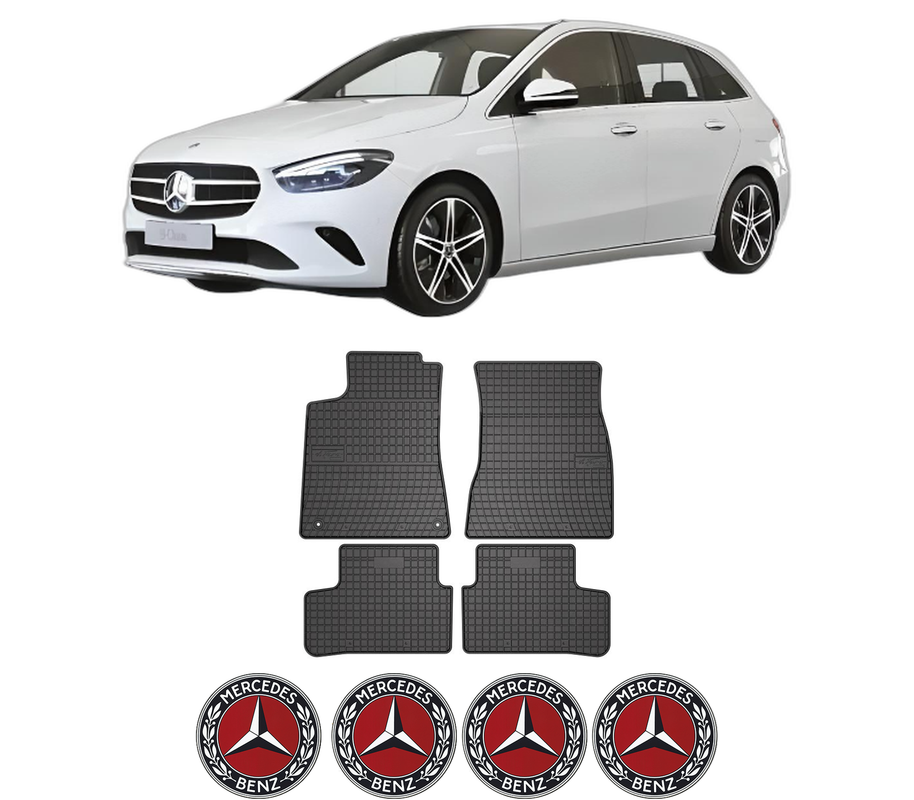 Set covorase presuri MERCEDES-BENZ B-CLASS Sports Tourer (W247) din 2018-2021, auto, din cauciuc thermoplastic, 4 Stickere auto cu MERCEDES-BENZ