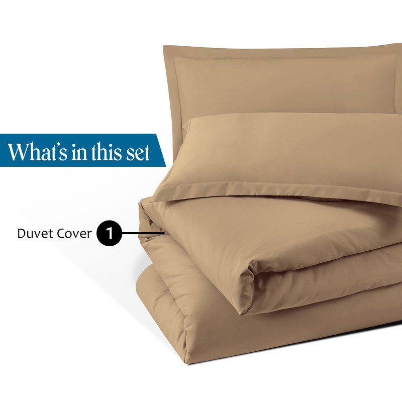 Picture of VEGAS HOTEL COLLECTION Classic Egyptian Cotton 1-Piece Duvet Cover { Zippered Closure } 1000 Thread Count- Fabulous Solid Looking Color Taupe - King Size
